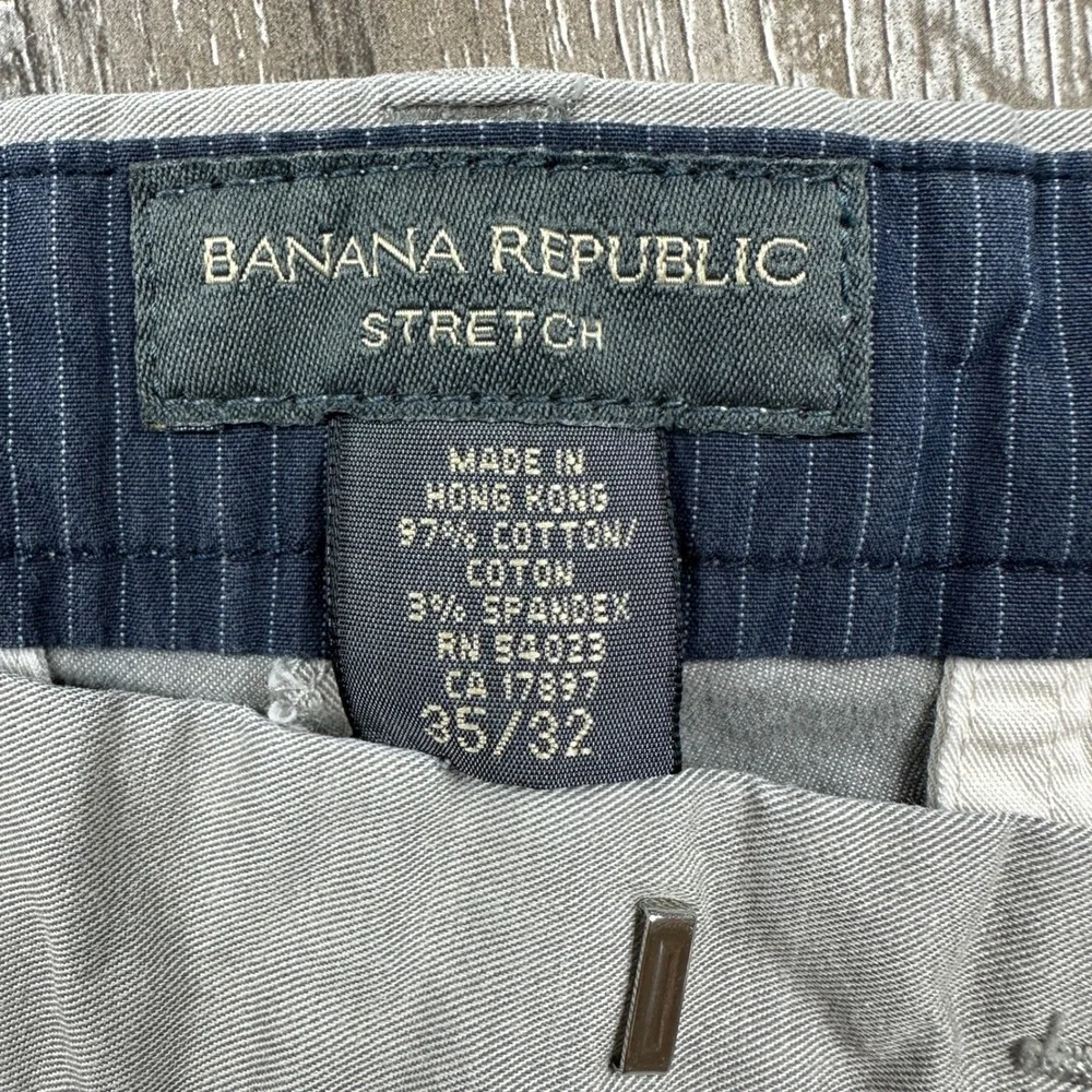 Banana Republic‎ Mens Grey Stretch Chino Pants Flat Front Straight Leg 35x32